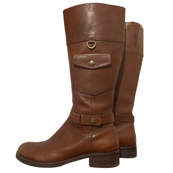 Miz Mooz Shoes - Miz Mooz Brown Leather Riding Boot Side Pocket Zip Up Calf Boot 7.5